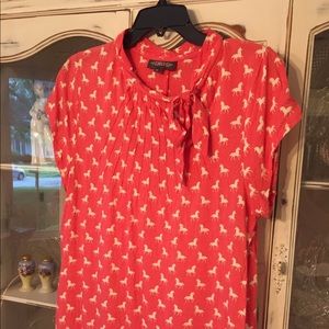 Pink Unicorn Print Short-Sleeve Blouse